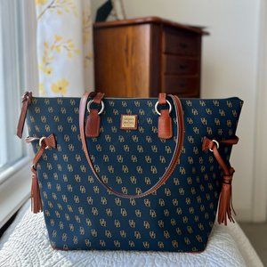 Dooney and Bourke Executive Series Coated Canvas Navy Tote - XL